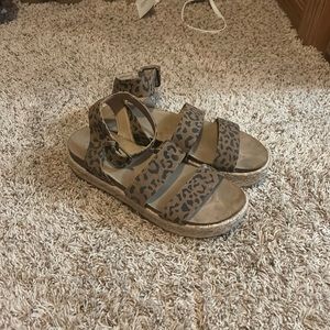 Cheetah platform sandals